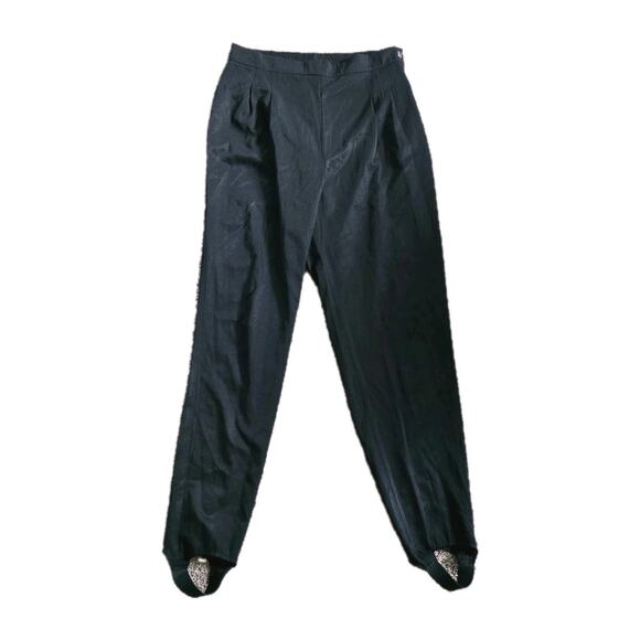 Vintage Black Stirrup Pants Ski Dance Womens 12 USA Elastic Waist Ballerina 90s - Picture 1 of 9